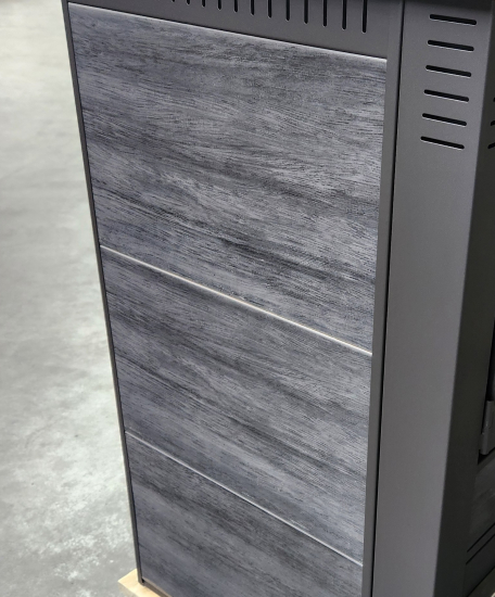 Küchenofen Holzherd PANONIA Kacheln schwarz, rechte Version - 8,5 kW Dauerbrandherd